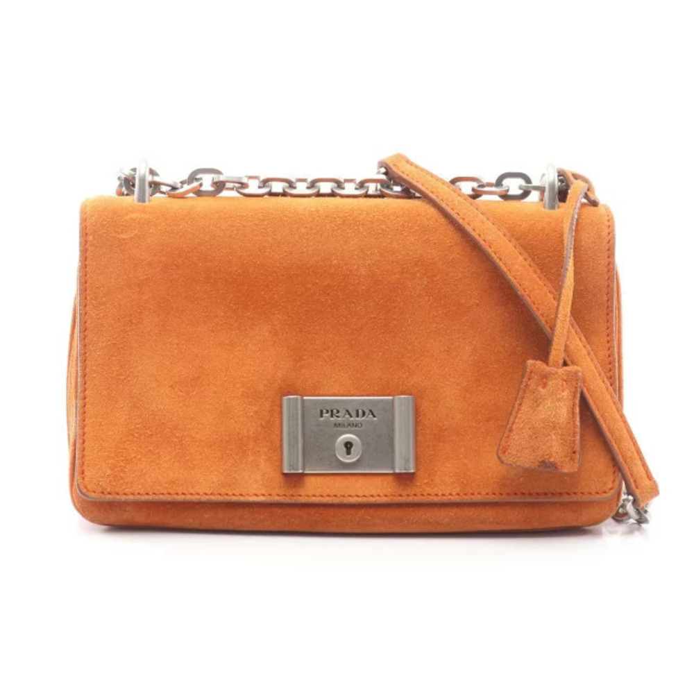Prada Shoulder Bag Suede Orange